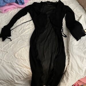 PrettyLittleThing Black Sheer Long Sleeve cover